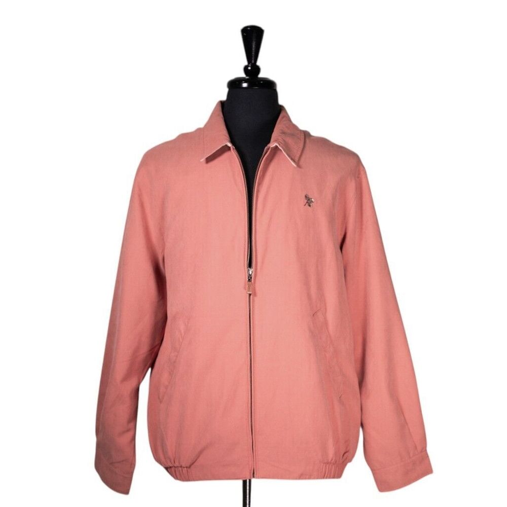 Peter Millar Mens Jacket Bomber Pink Golf Windbreaker Full Zip Lined Logo Medium